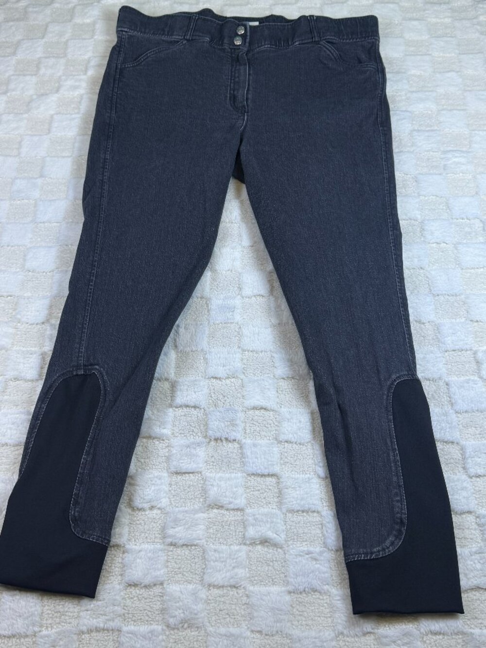 Dover Saddlery Riding Breeches Women Size 34 Gray Denim Wash Knee Patch Pants